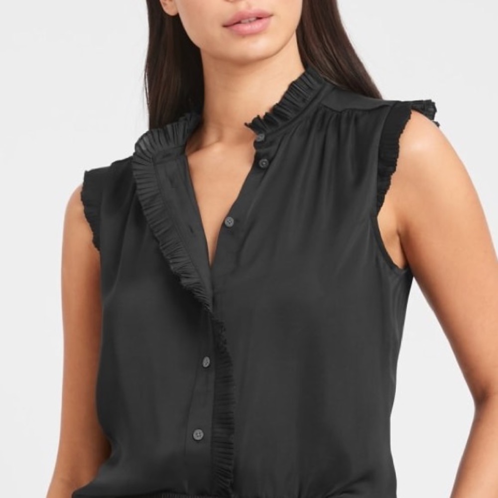 Banana Republic Satin Pleated Shirt